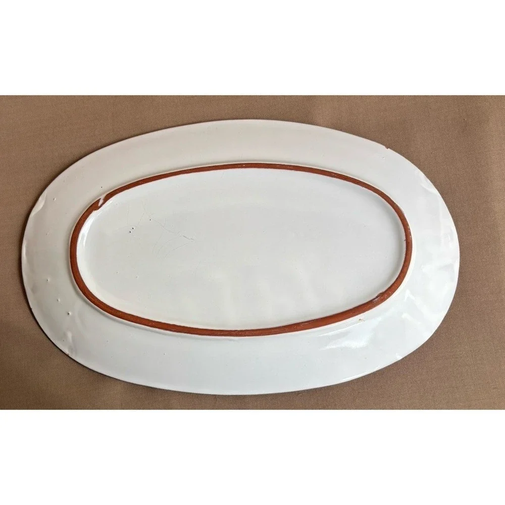 Hand Painted Italian Plate w Fish Blue Pink Green Brown 12